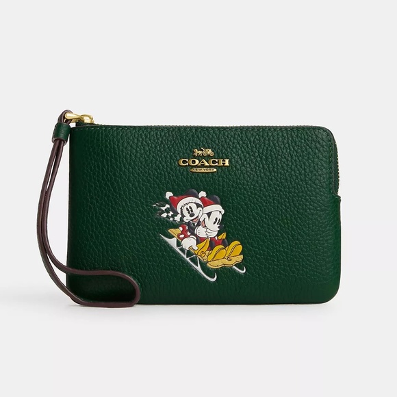 NWT Disney X Coach Corner Zip Wristlet With Sled Motif - Picture 1 of 3